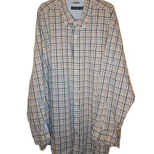 Nautica Blue and Tan Plaid Button Down Shirt